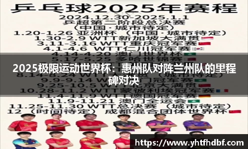 2025极限运动世界杯：惠州队对阵兰州队的里程碑对决